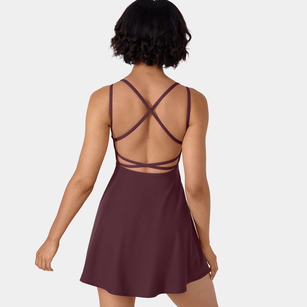 NWT Everyday Crisscross Backless Barre Ballet Dance Flared Dress-No Liner Shorts